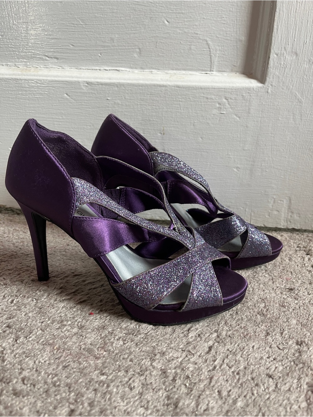 Purple Glitter Strappy High Heel Sandals
